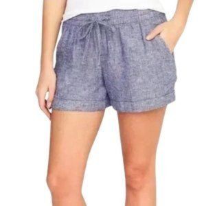 🌸🌸 3 for $20 Old Navy Blue Chambray Linen Blend Pull On Shorts Size Medium